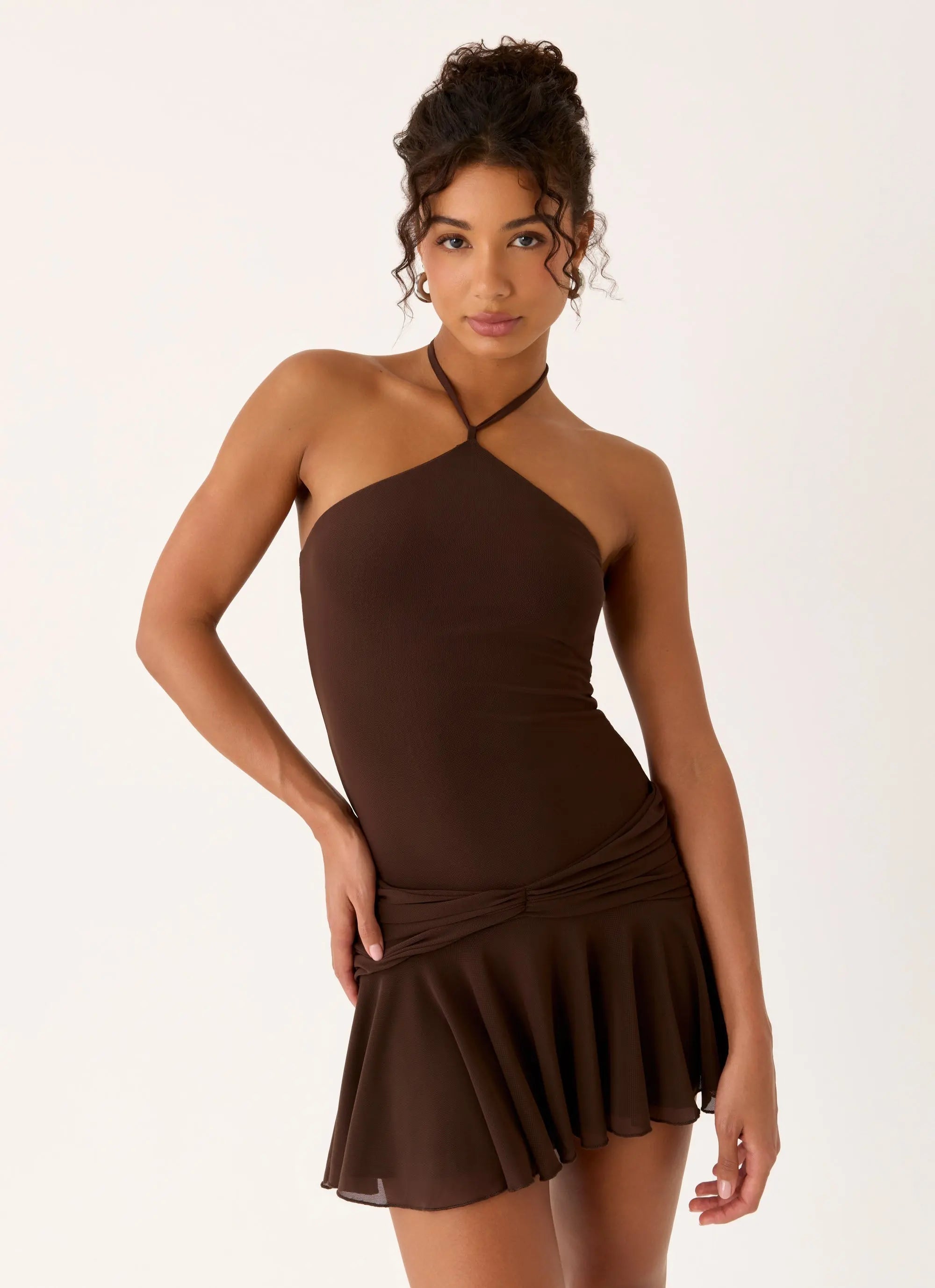 Women's Elektra Collection | Mini Dress with Halter Neck & Flounce Skirt | Perfect for Evening Events - Women's | Halter 0