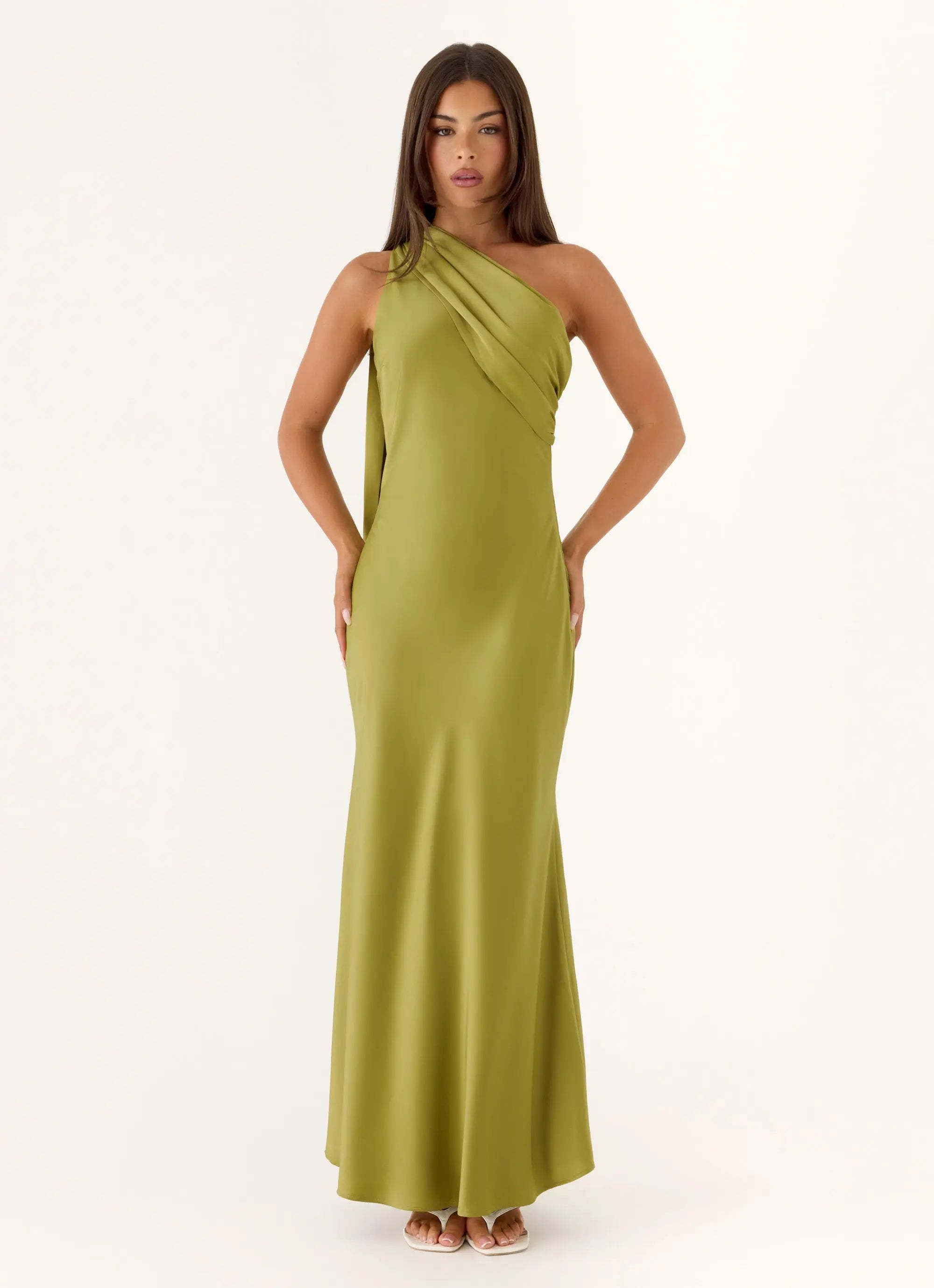 Women's Elena Collection | Maxi Dress in Fern Green with Fluid Silhouette | Elegant Evening Wear for Effortless Style -  0