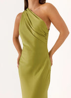 Women's Elena Collection | Maxi Dress in Fern Green with Fluid Silhouette | Elegant Evening Wear for Effortless Style -  3