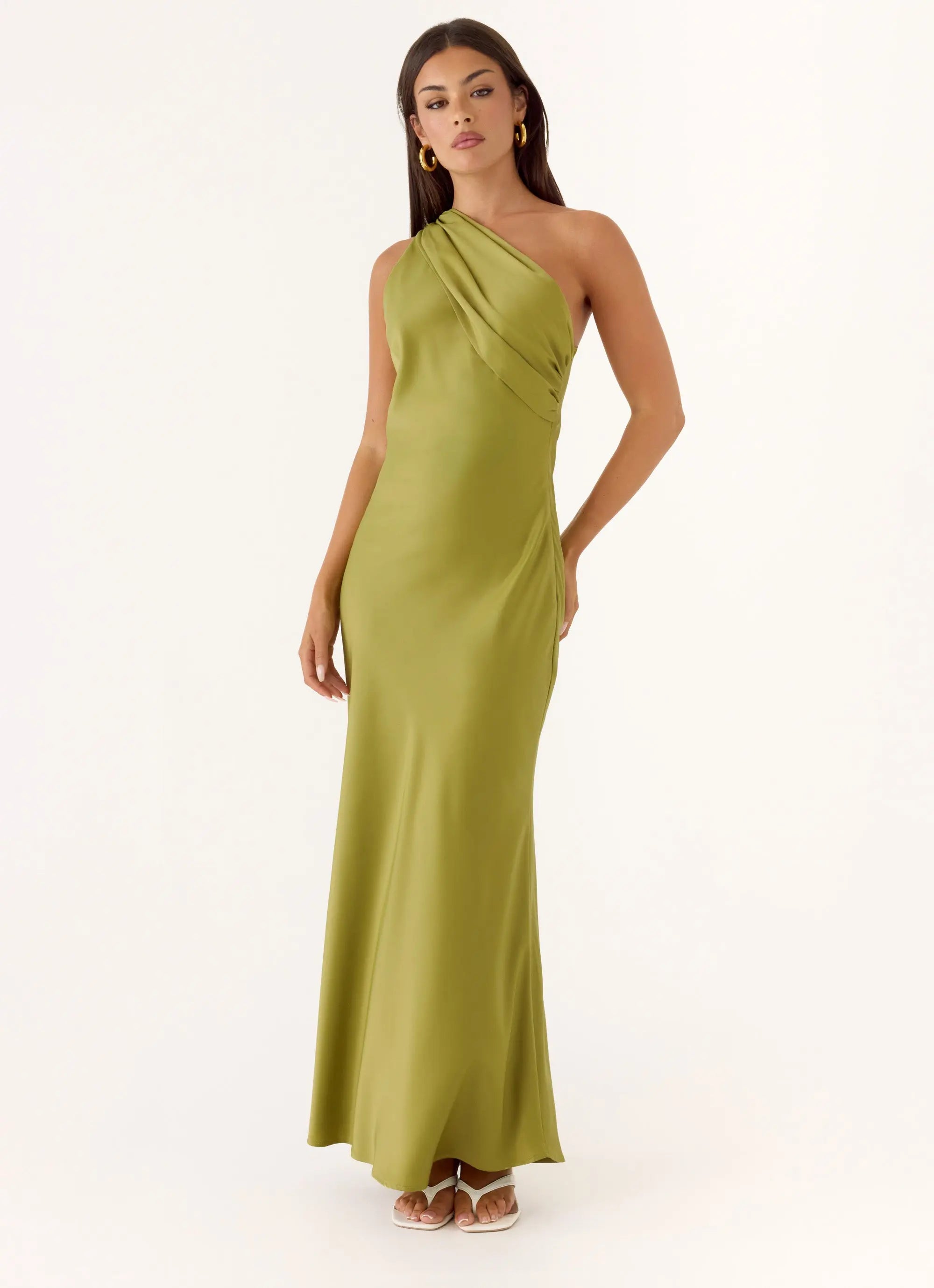Women's Elena Collection | Maxi Dress in Fern Green with Fluid Silhouette | Elegant Evening Wear for Effortless Style -  4