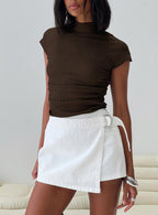 Women's Elinora Wrap Mini Skirt White | Wrap buckle mini skirt 0