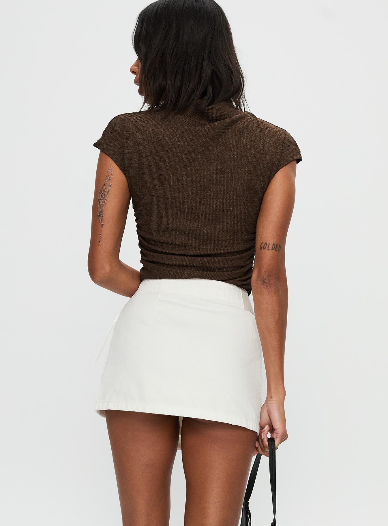 Women's Elinora Wrap Mini Skirt White | Wrap buckle mini skirt 4