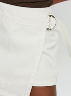 Women's Elinora Wrap Mini Skirt White | Wrap buckle mini skirt 5