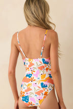 Women's Embracing The Sun Orange Tropical Print One Piece Swimsuit | 82% Nylon 6