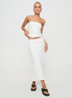 Women's Ermias Linen Blend Midi Skirt White | Low rise Midi skirt with elasticated waistband 1