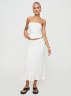 Women's Ermias Linen Blend Midi Skirt White | Low rise Midi skirt with elasticated waistband 2