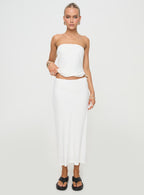 Women's Ermias Linen Blend Midi Skirt White | Low rise Midi skirt with elasticated waistband 6