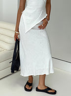 Women's Ermias Linen Blend Midi Skirt White | Low rise Midi skirt with elasticated waistband 7