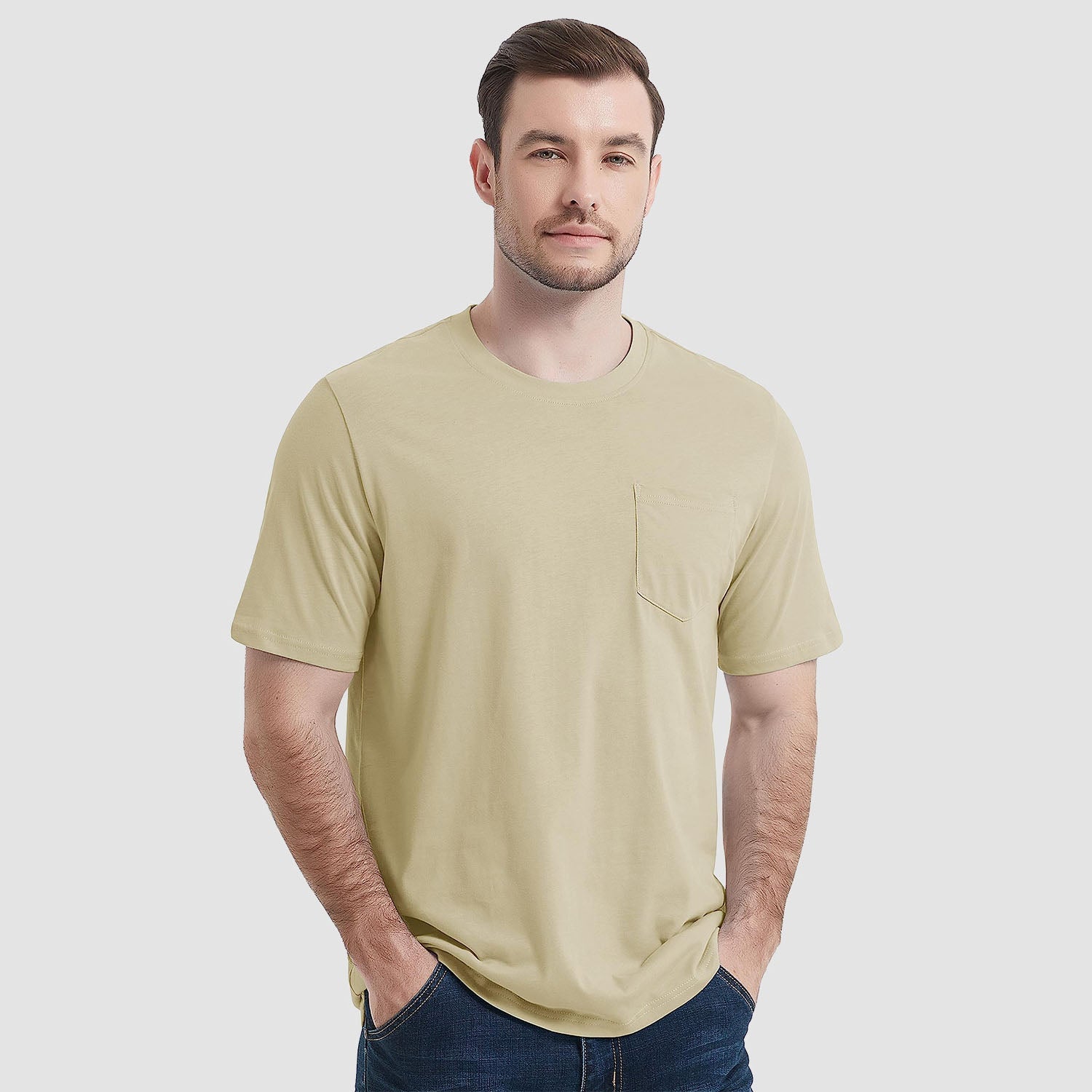 Essential Tees | Men's T Shirt with Chest Pocket | Classic Cotton Crew Neck for All-Day Comfort 10