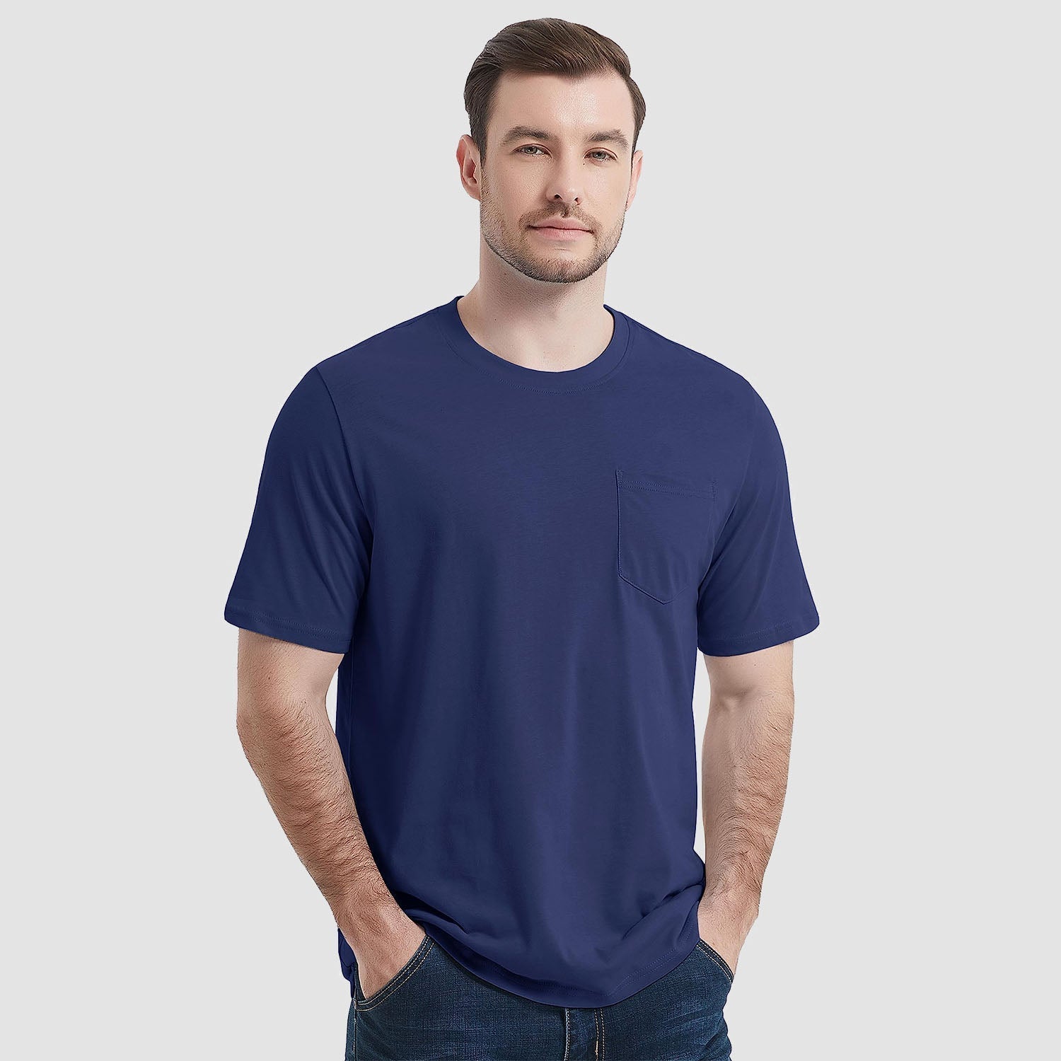 Essential Tees | Men's T Shirt with Chest Pocket | Classic Cotton Crew Neck for All-Day Comfort 11
