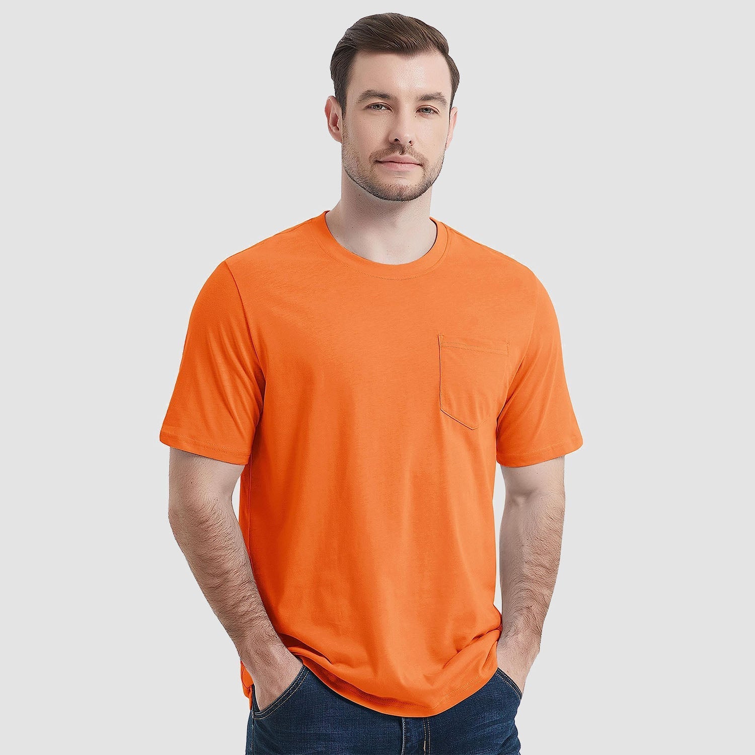 Essential Tees | Men's T Shirt with Chest Pocket | Classic Cotton Crew Neck for All-Day Comfort 12