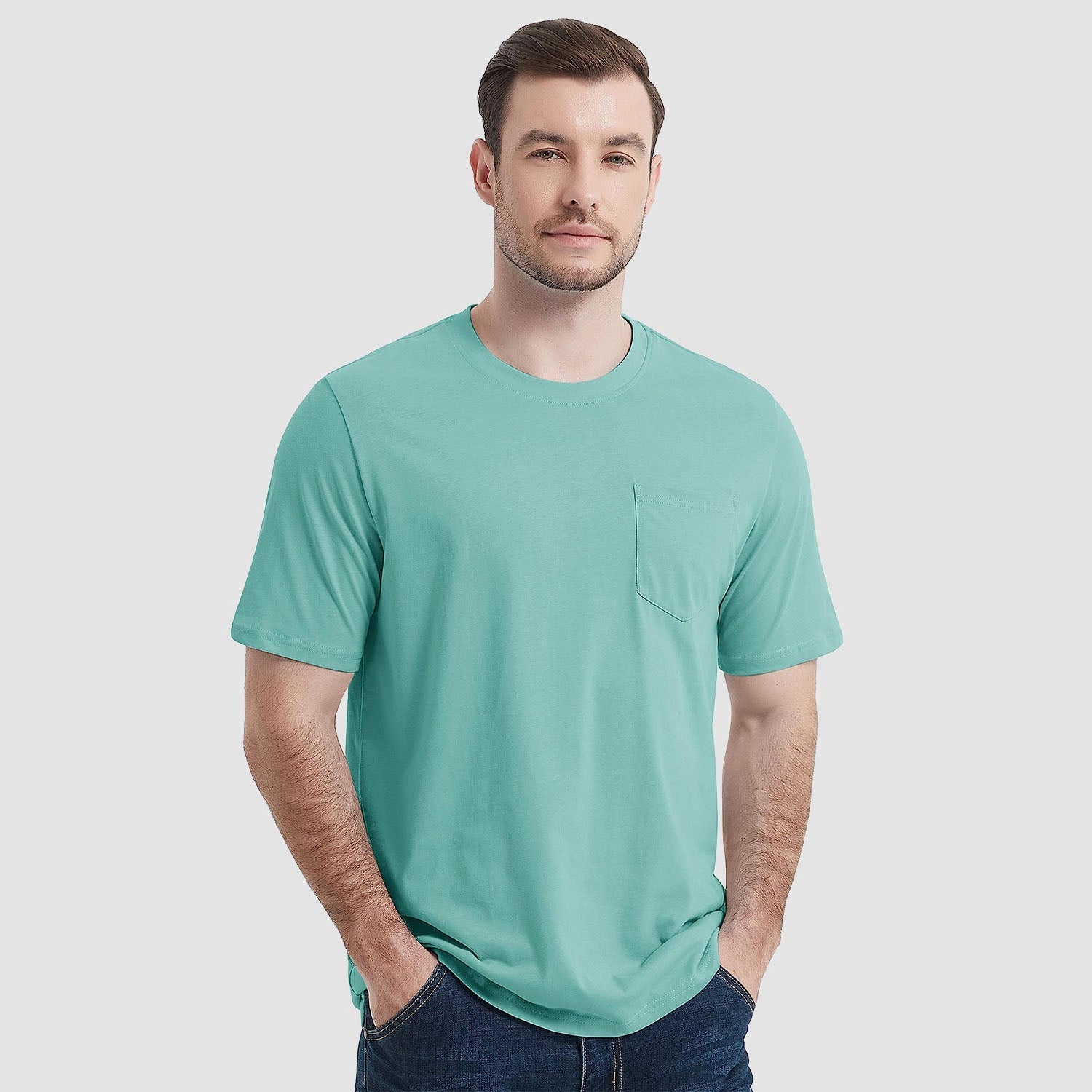 Essential Tees | Men's T Shirt with Chest Pocket | Classic Cotton Crew Neck for All-Day Comfort 14