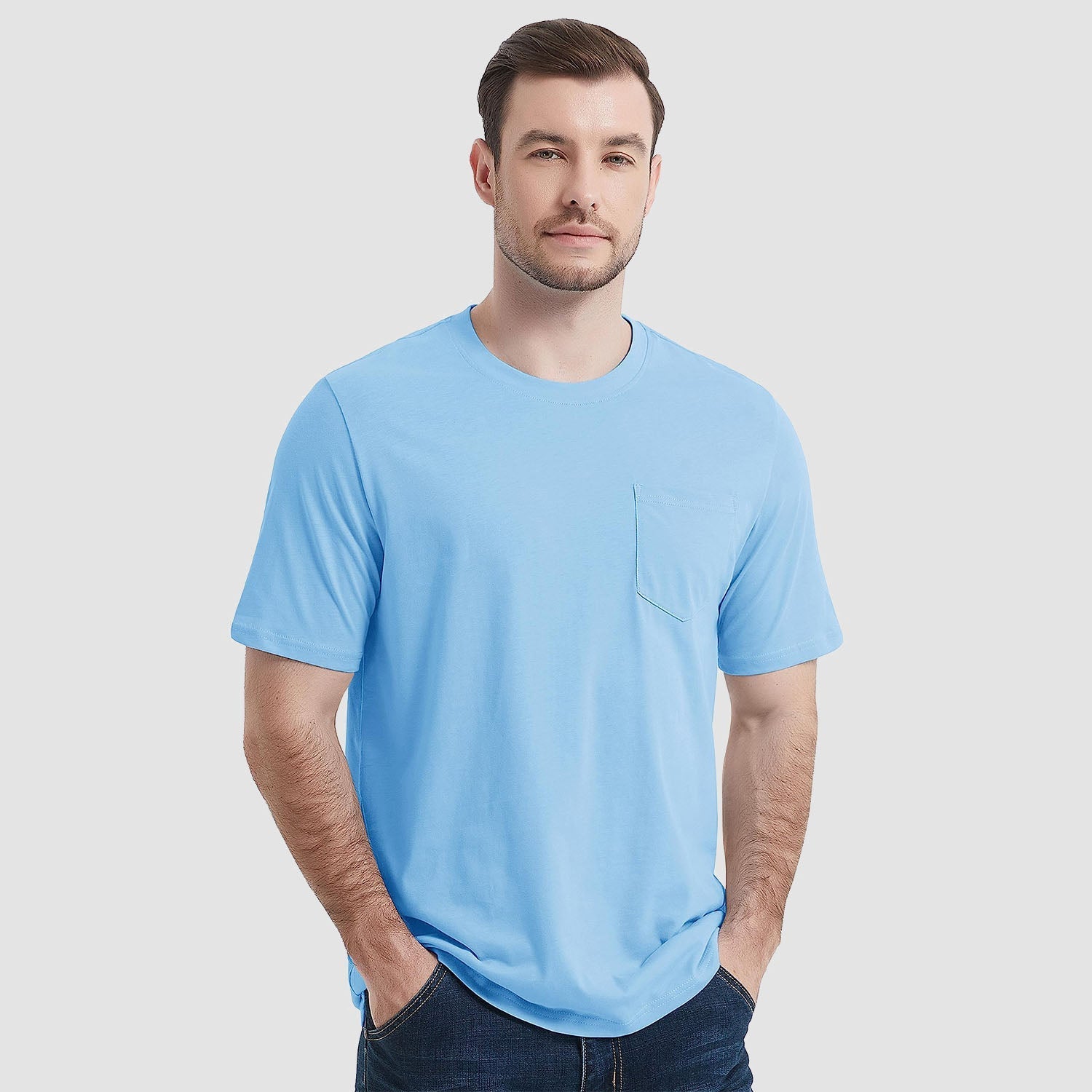 Essential Tees | Men's T Shirt with Chest Pocket | Classic Cotton Crew Neck for All-Day Comfort 16