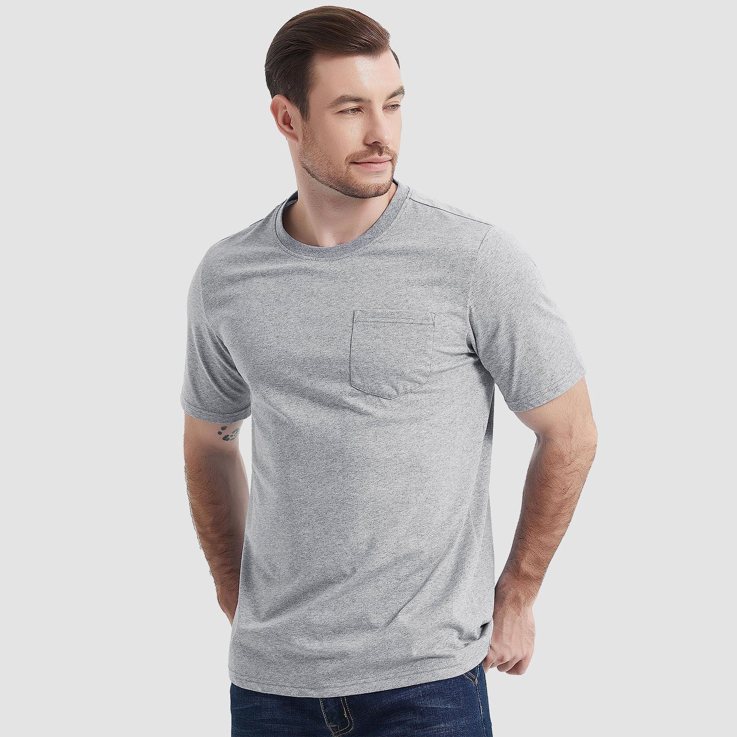 Essential Tees | Men's T Shirt with Chest Pocket | Classic Cotton Crew Neck for All-Day Comfort 17