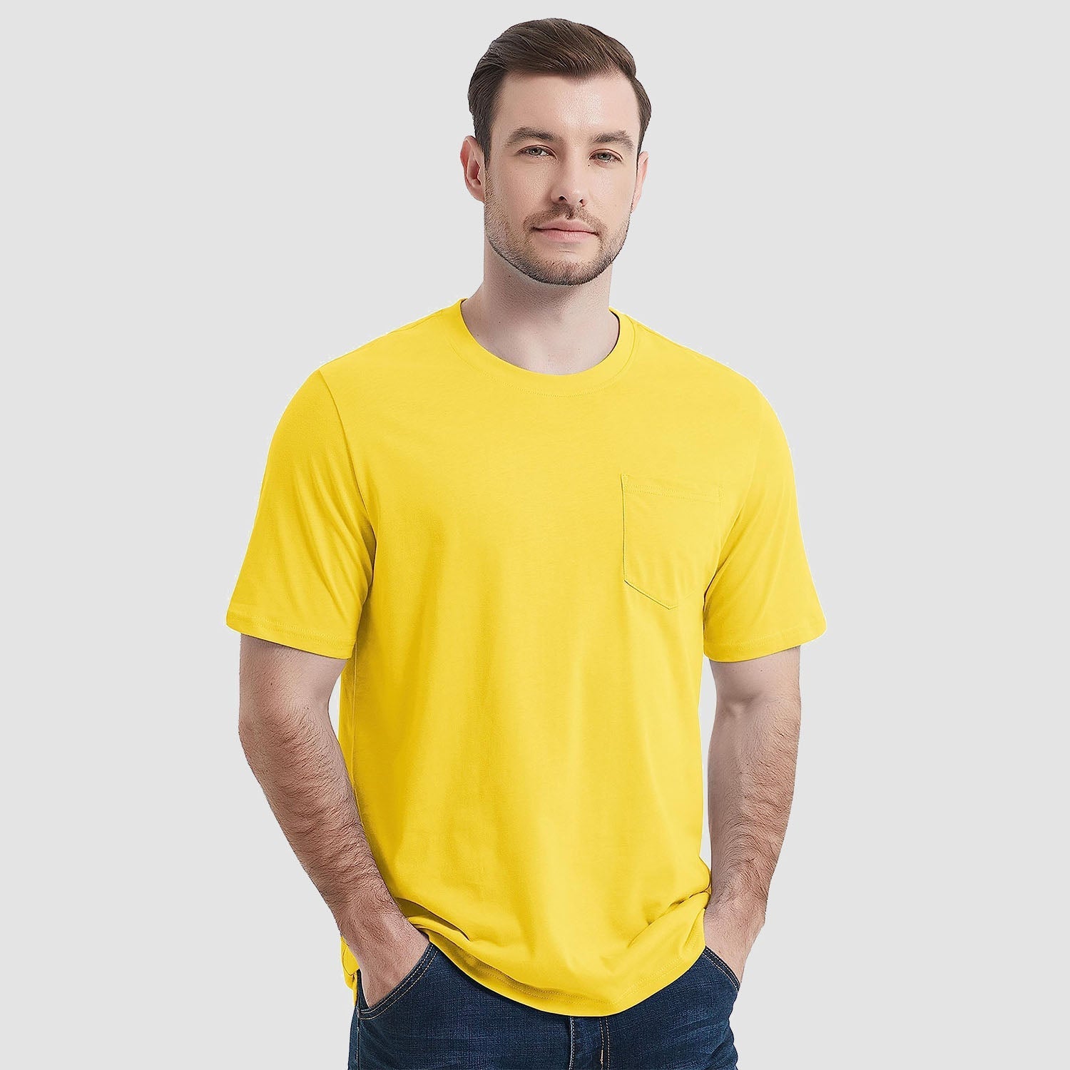 Essential Tees | Men's T Shirt with Chest Pocket | Classic Cotton Crew Neck for All-Day Comfort 19