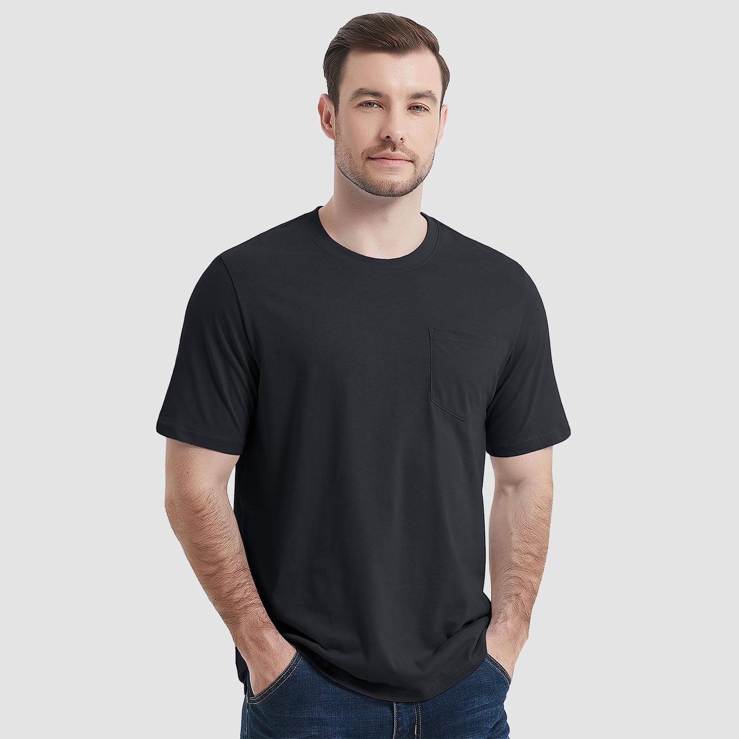 Essential Tees | Men's T Shirt with Chest Pocket | Classic Cotton Crew Neck for All-Day Comfort 4
