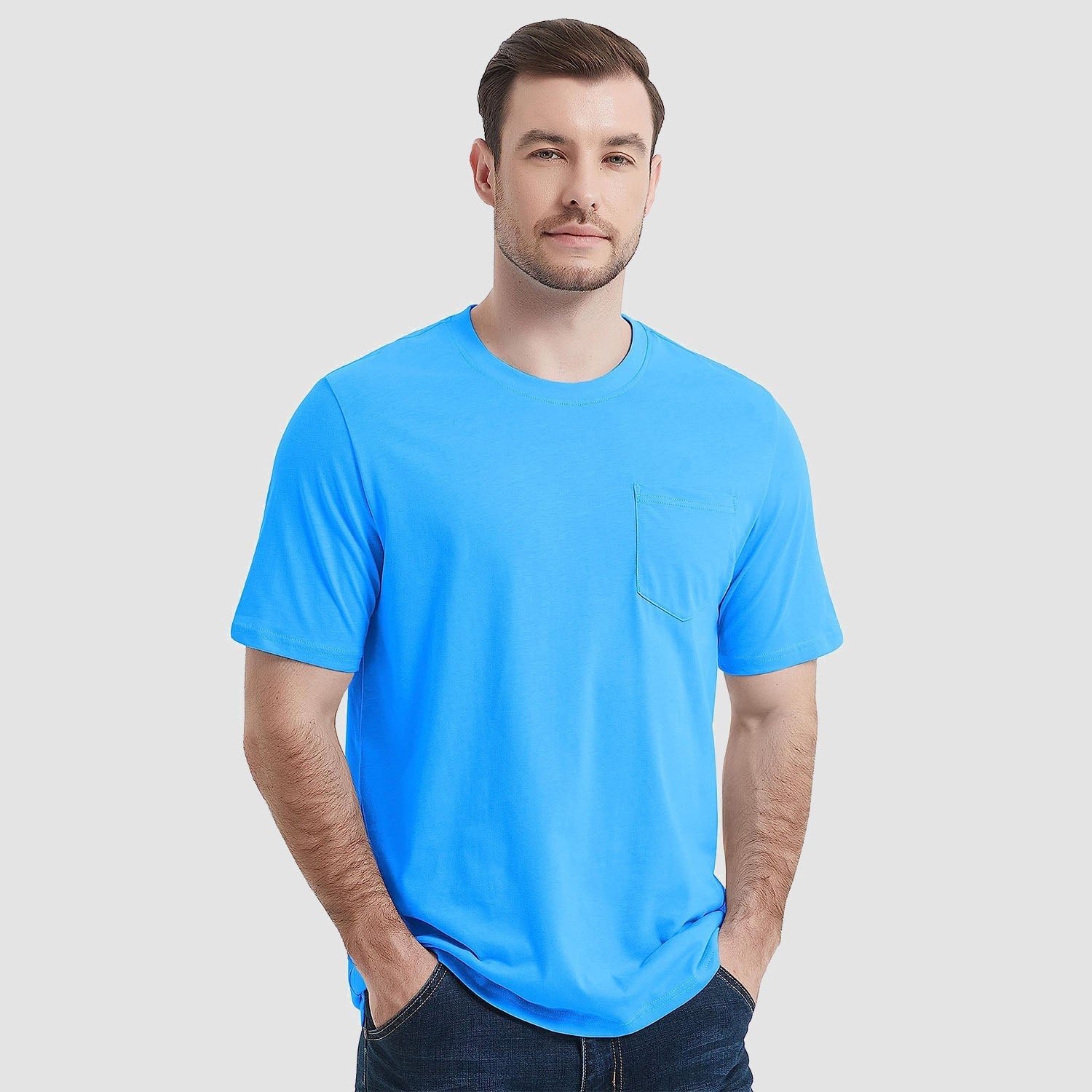 Essential Tees | Men's T Shirt with Chest Pocket | Classic Cotton Crew Neck for All-Day Comfort 5