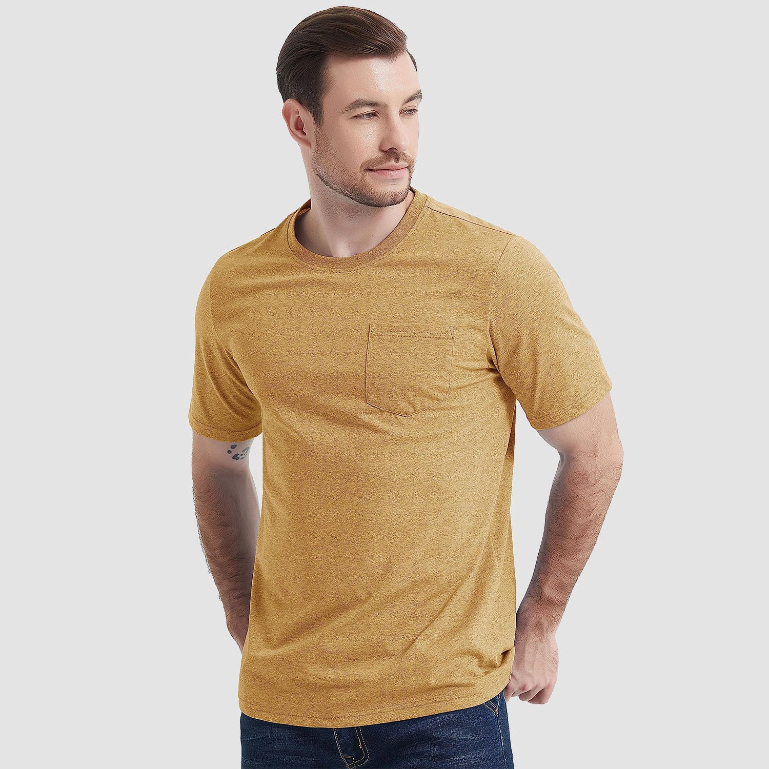 Essential Tees | Men's T Shirt with Chest Pocket | Classic Cotton Crew Neck for All-Day Comfort 8