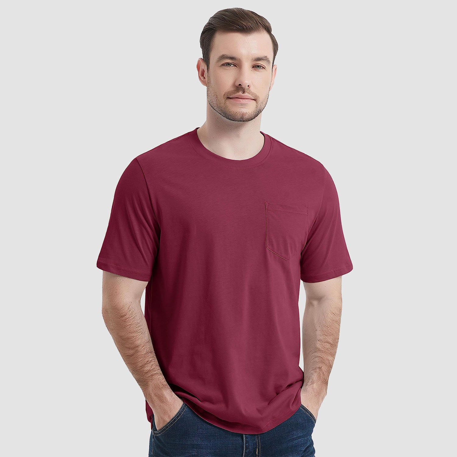 Essential Tees | Men's T Shirt with Chest Pocket | Classic Cotton Crew Neck for All-Day Comfort 9