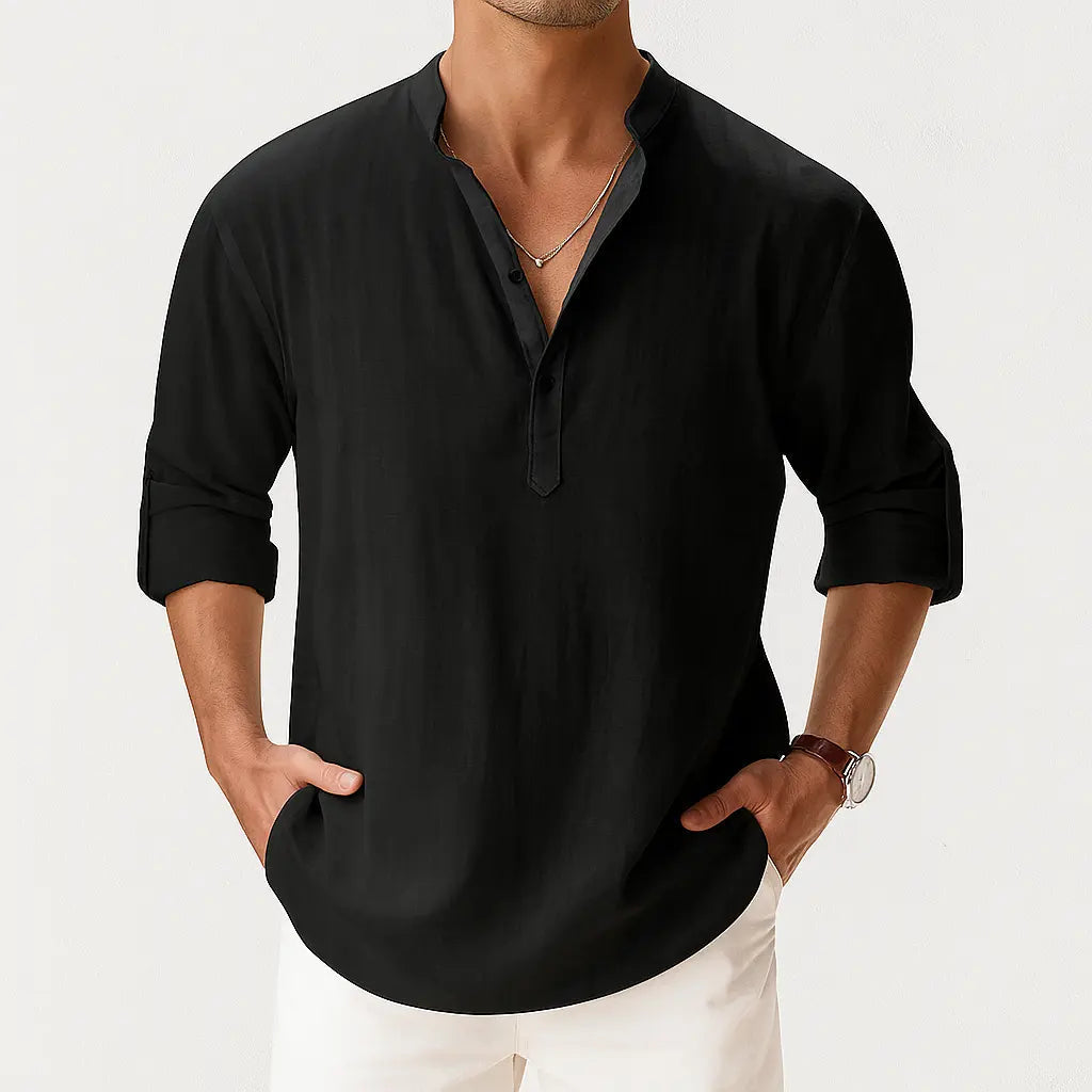 Women's Ethan | Lightweight Breathable Men's Popover Shirt | 100% Linen: Provides superior breathability and co 1