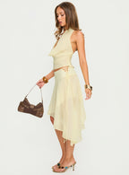 Women's Evaleine Asymmetrical Chiffon Midi Skirt Baby Yellow | Midi skirt in chiffon fabric with an asymmetrical  3