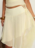 Women's Evaleine Asymmetrical Chiffon Midi Skirt Baby Yellow | Midi skirt in chiffon fabric with an asymmetrical  5