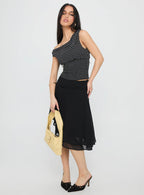 Women's Evanescence Asymmetrical Midi Skirt Black 1
