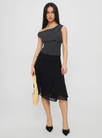Women's Evanescence Asymmetrical Midi Skirt Black 2