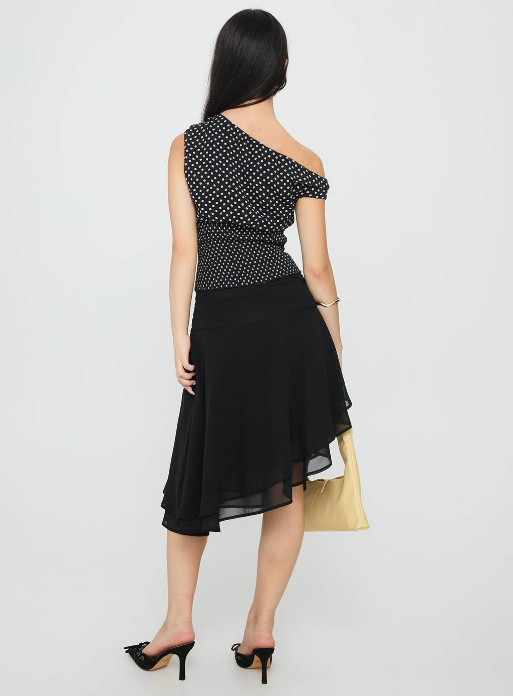 Women's Evanescence Asymmetrical Midi Skirt Black 4