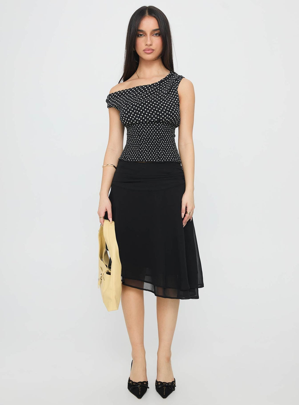 Women's Evanescence Asymmetrical Midi Skirt Black 6