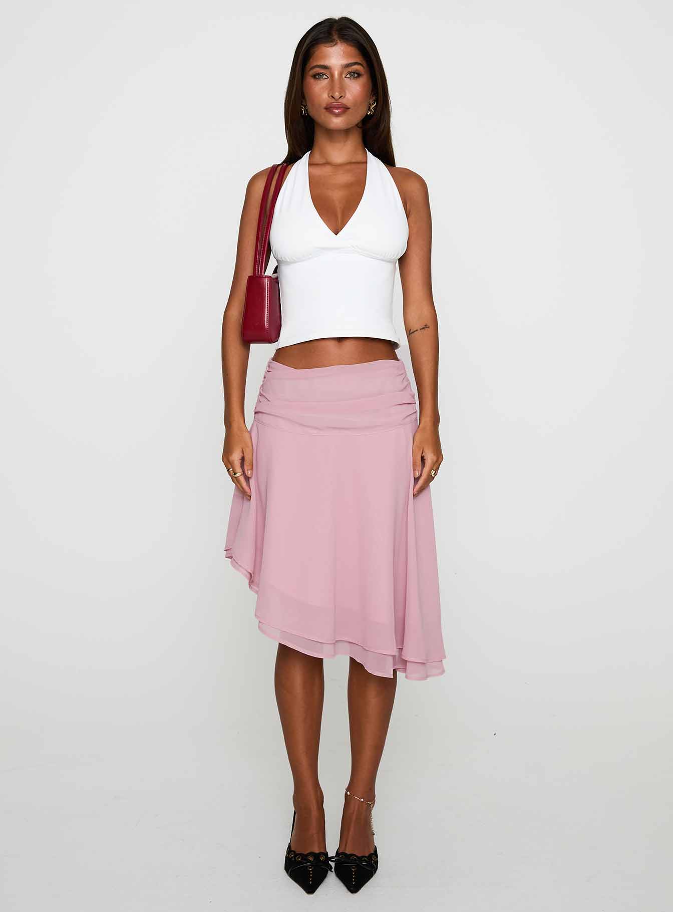 Women's Evanescence Asymmetrical Midi Skirt Pastel Pink 0