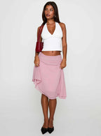 Women's Evanescence Asymmetrical Midi Skirt Pastel Pink 1