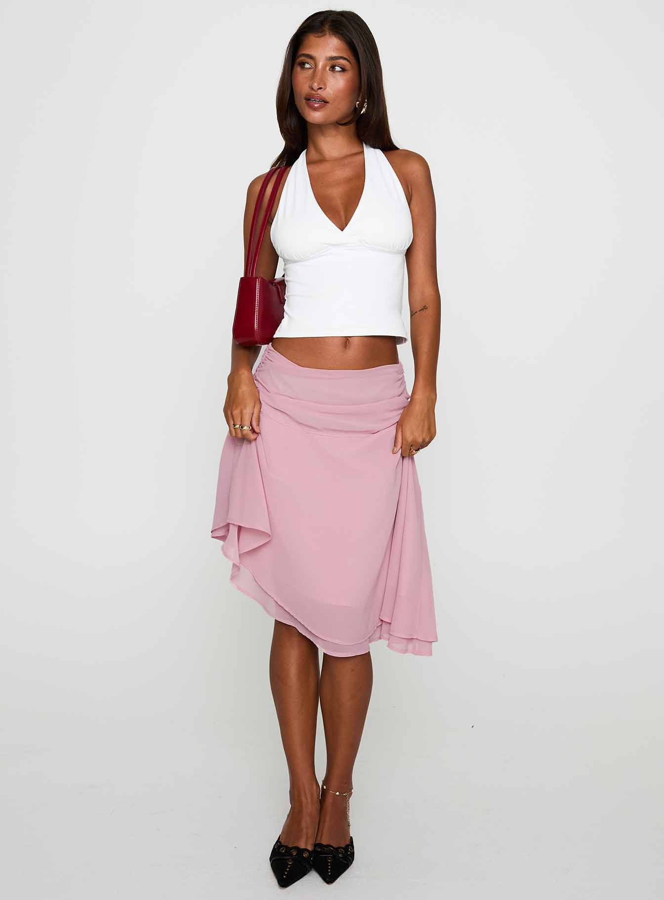 Women's Evanescence Asymmetrical Midi Skirt Pastel Pink 1