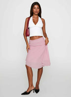 Women's Evanescence Asymmetrical Midi Skirt Pastel Pink 2