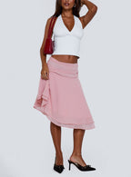 Women's Evanescence Asymmetrical Midi Skirt Pastel Pink 6