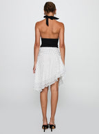 Women's Evanescence Asymmetrical Midi Skirt White / Polka Dot 4