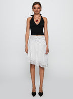 Women's Evanescence Asymmetrical Midi Skirt White / Polka Dot 6