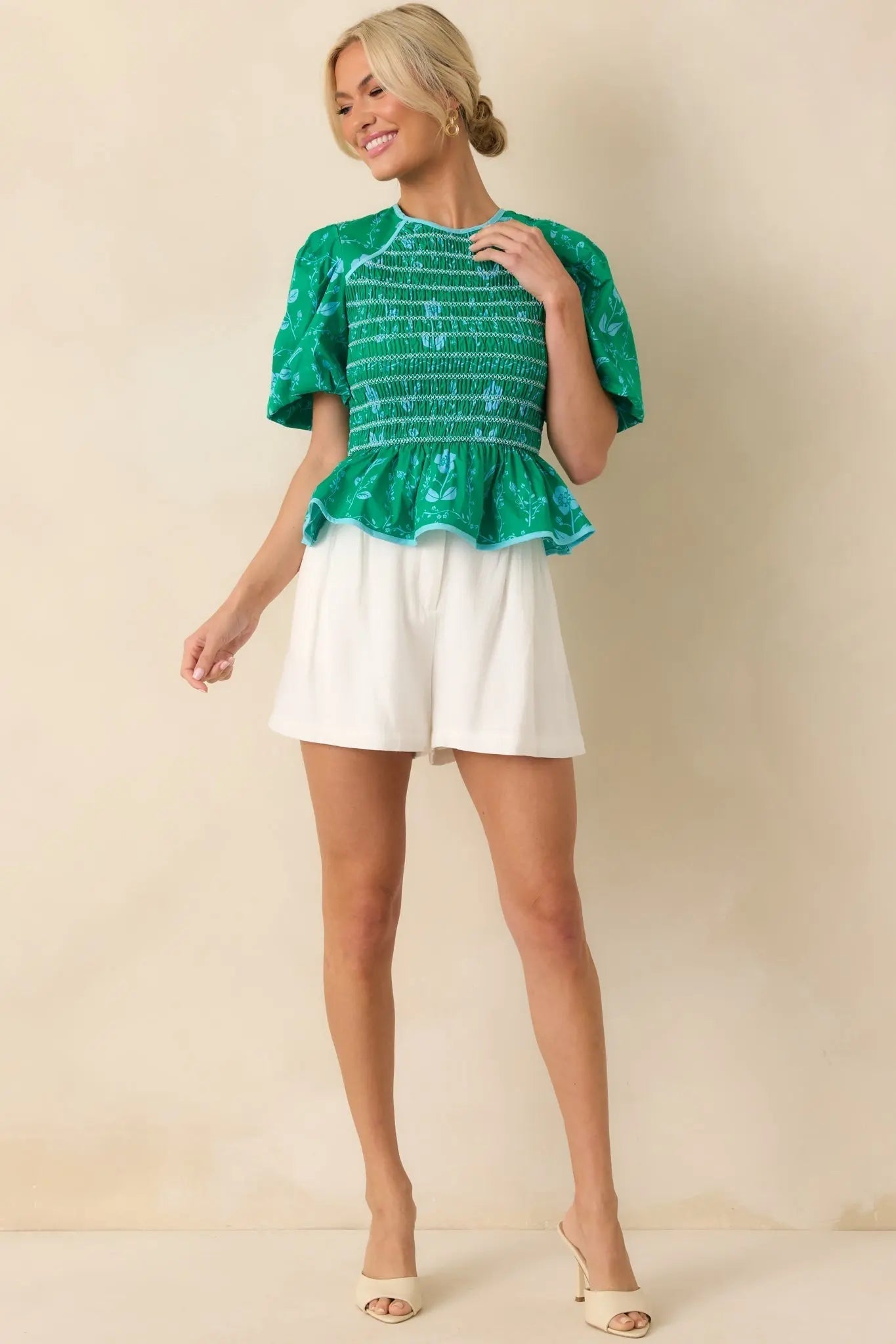 Women's Everyday Moments White Linen Blend High Waisted Shorts | 70% Viscose & 30% Linen 3