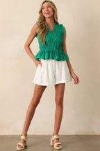 Women's Everyday Moments White Linen Blend High Waisted Shorts | 70% Viscose & 30% Linen 4