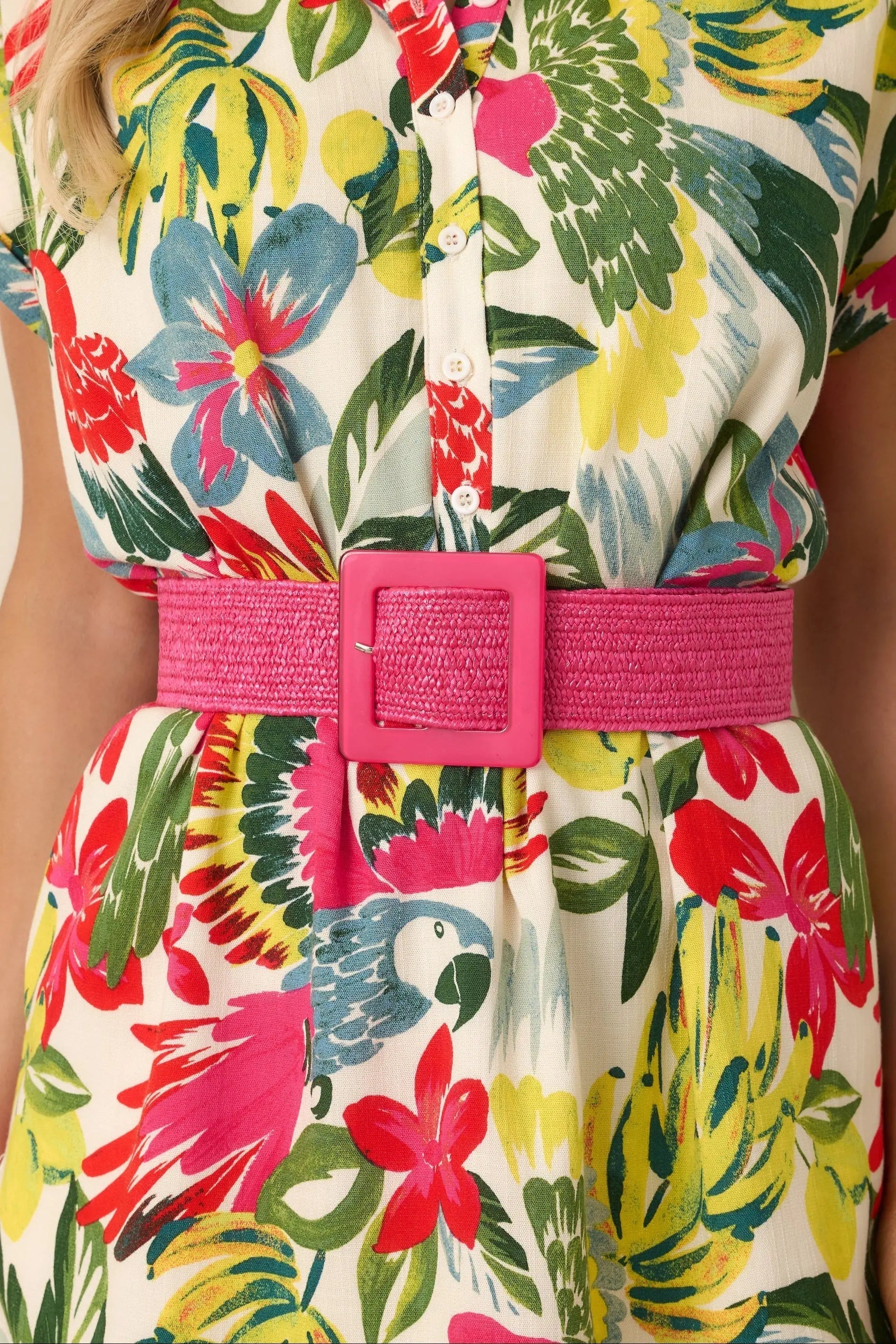 Women's Everything Falls Into Place Hot Pink Woven Straw Belt | This Belt Measures: 40.5" in Length 0