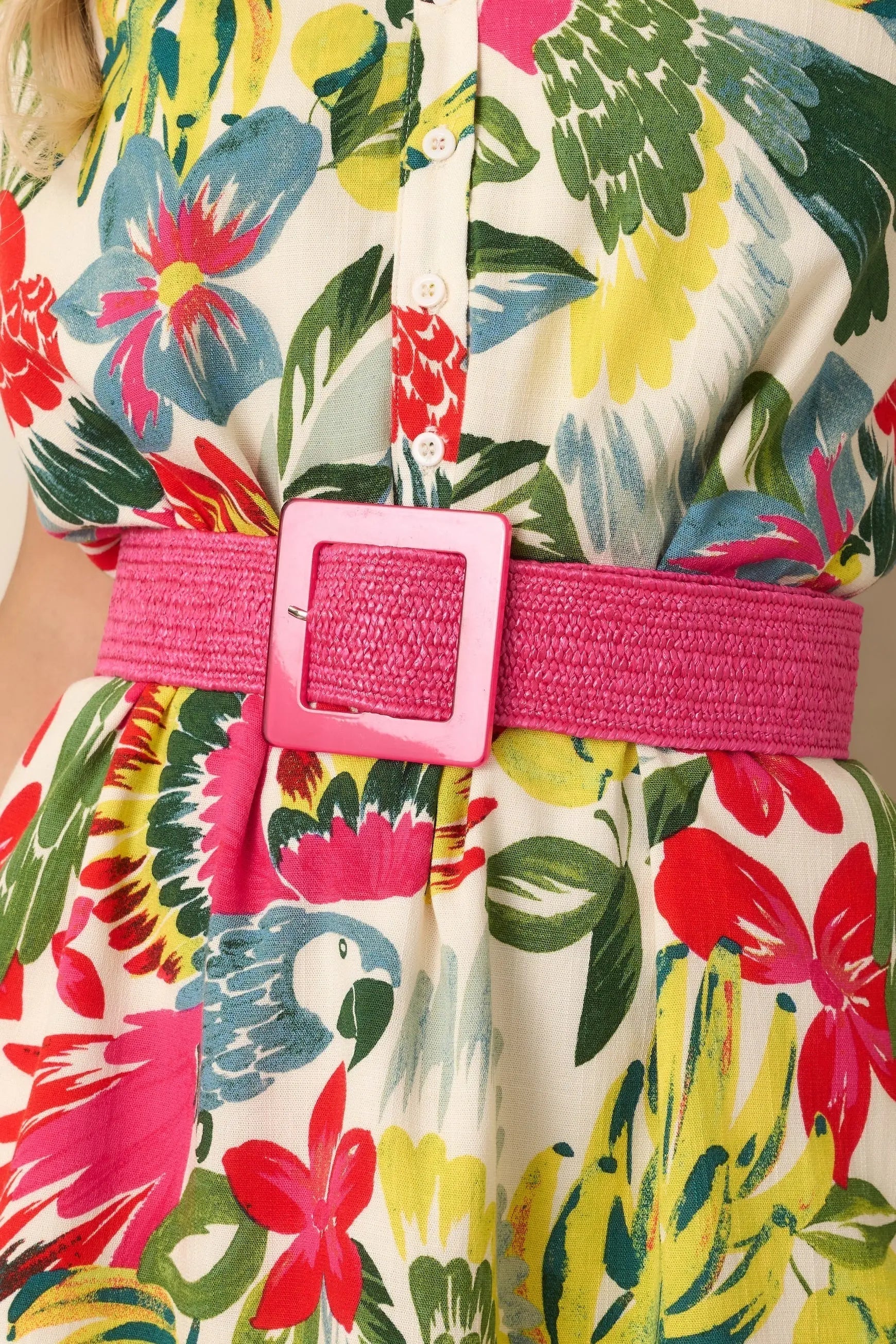 Women's Everything Falls Into Place Hot Pink Woven Straw Belt | This Belt Measures: 40.5" in Length 1