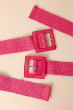 Women's Everything Falls Into Place Hot Pink Woven Straw Belt | This Belt Measures: 40.5" in Length 3