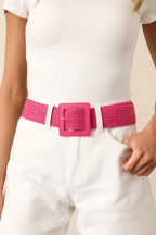 Women's Everything Falls Into Place Hot Pink Woven Straw Belt | This Belt Measures: 40.5" in Length 5