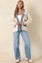 Women's Everything In Between Ivory Knit Denim Jacket | Shell: 100% Acrylic 0