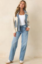 Women's Everything In Between Ivory Knit Denim Jacket | Shell: 100% Acrylic 3