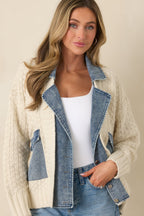 Women's Everything In Between Ivory Knit Denim Jacket | Shell: 100% Acrylic 5