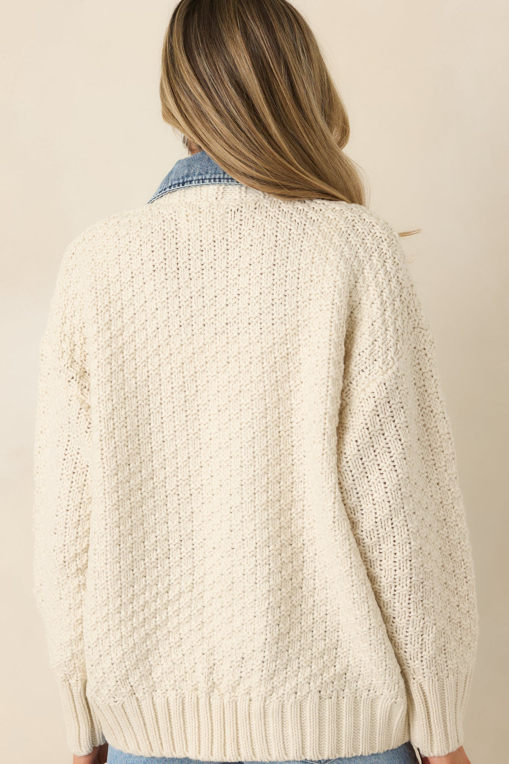 Women's Everything In Between Ivory Knit Denim Jacket | Shell: 100% Acrylic 7