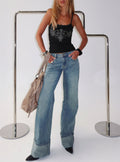 Women's Ezia Wide Cuff Baggy Jeans Raw Denim | Wide-leg denim jeans with a cuffed hem & mid-rise 0