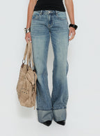 Women's Ezia Wide Cuff Baggy Jeans Raw Denim | Wide-leg denim jeans with a cuffed hem & mid-rise 1