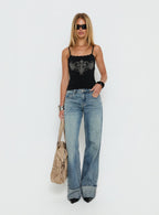 Women's Ezia Wide Cuff Baggy Jeans Raw Denim | Wide-leg denim jeans with a cuffed hem & mid-rise 2